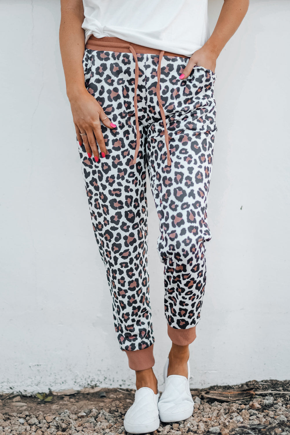 Leopard Print Elastic Waist Jogger Pants