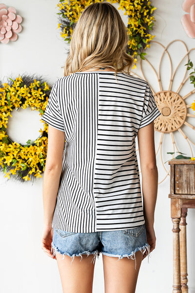 Striped Round Neck Short Sleeve Tee