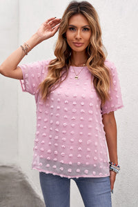 Swiss Dot Round Neck Blouse